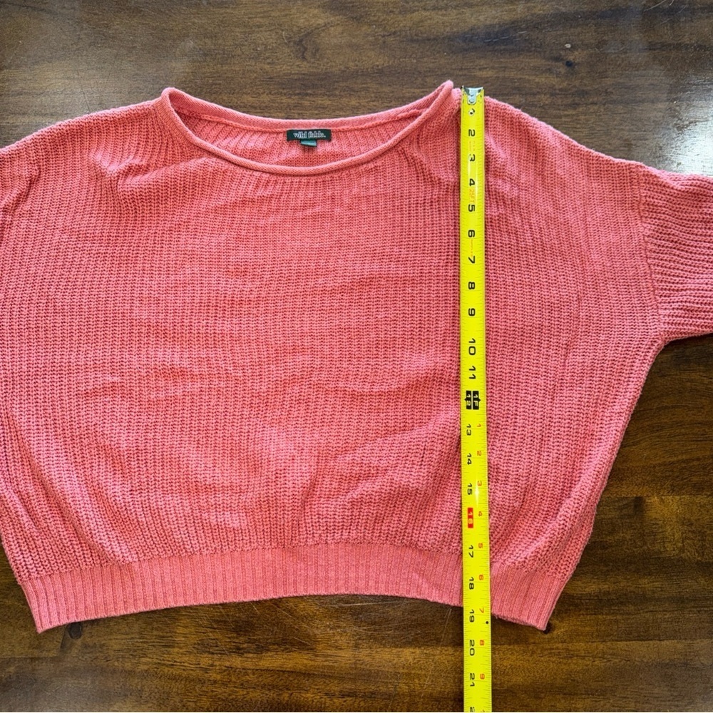 Wild Fable Coral Knit Sweater Womens L Cropped Oversize Cozy Coral Pink - Picture 9 of 11